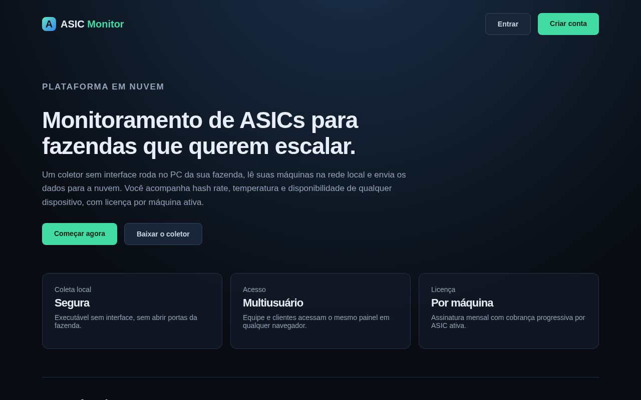 Preview of Plataforma SaaS para monitoramento de fazendas ASIC.