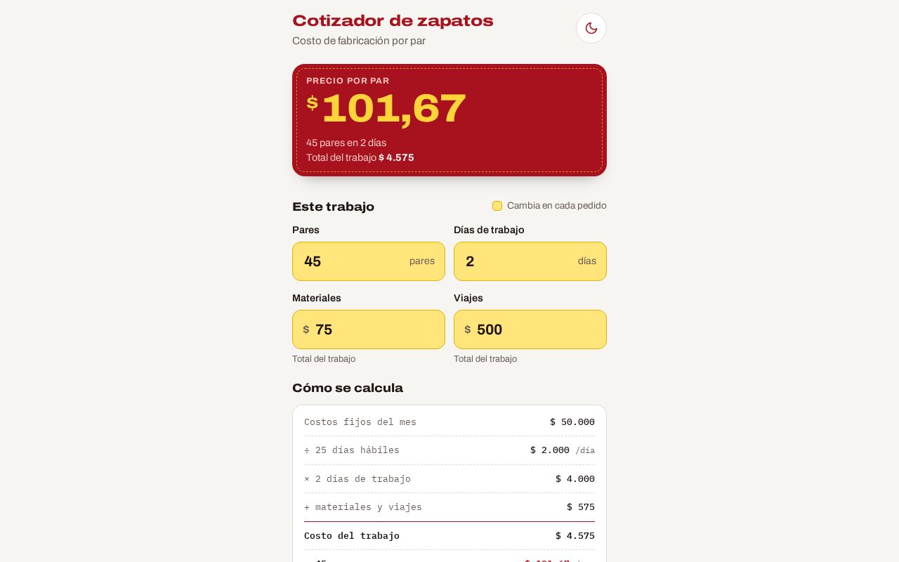 Preview of Cotizador de Zapatos