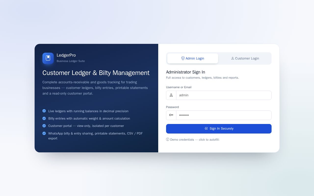Preview of Ledgerpro Demo