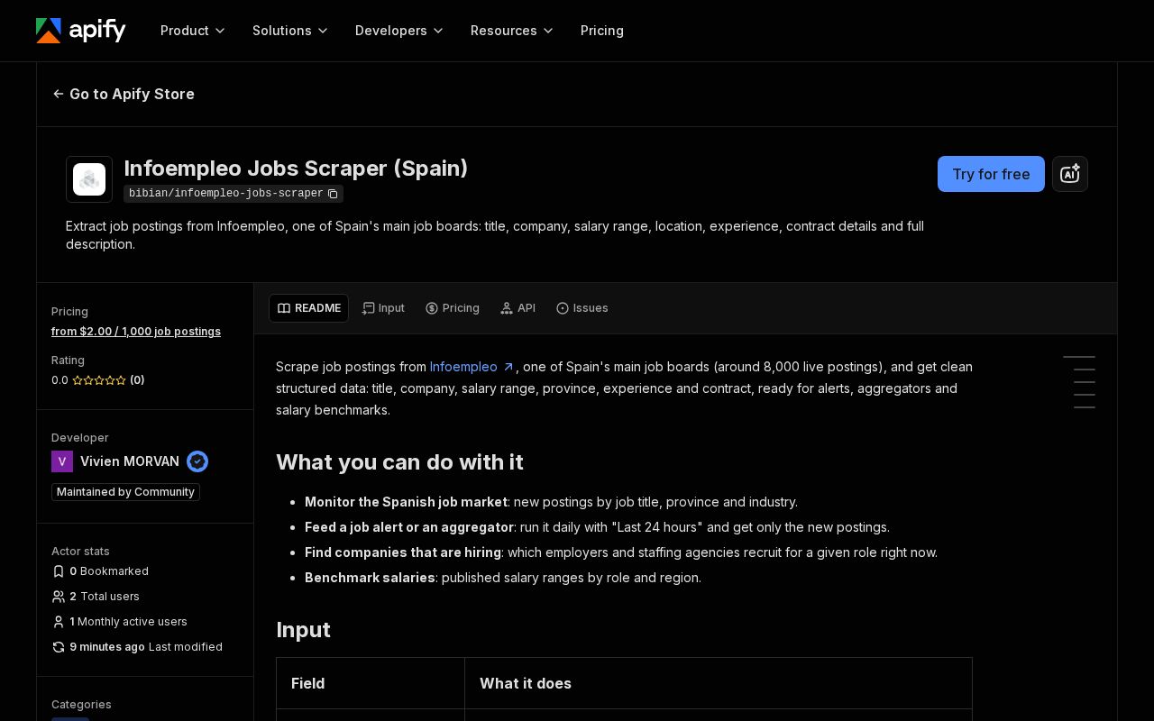 Preview of Infoempleo Scraper