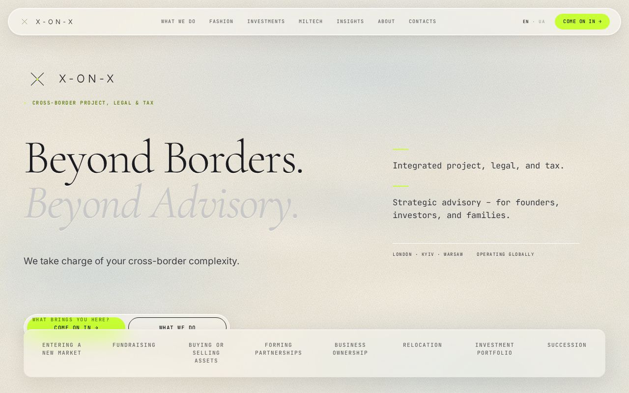 Preview of Test deploy of the new X-ON-X home page (desktop + mobile) on GitHub Pages