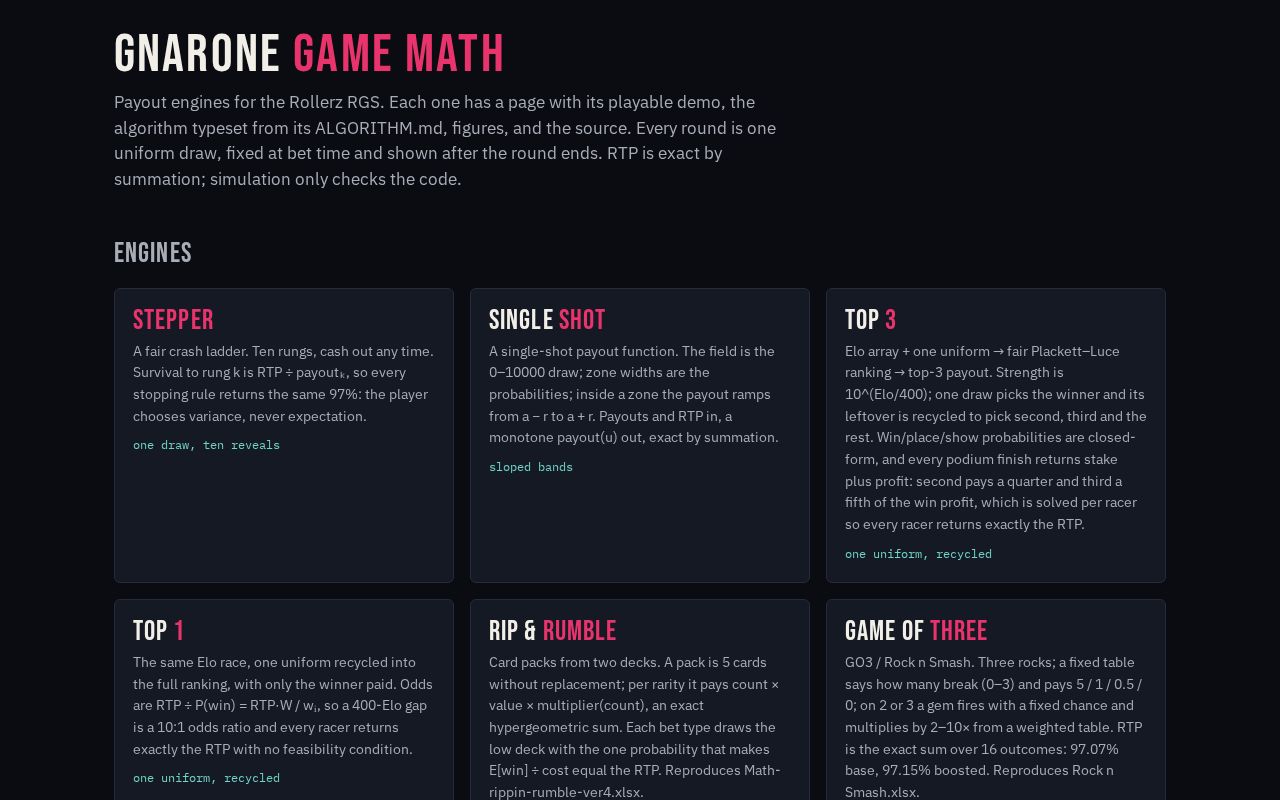 Preview of Gnarone Game Math