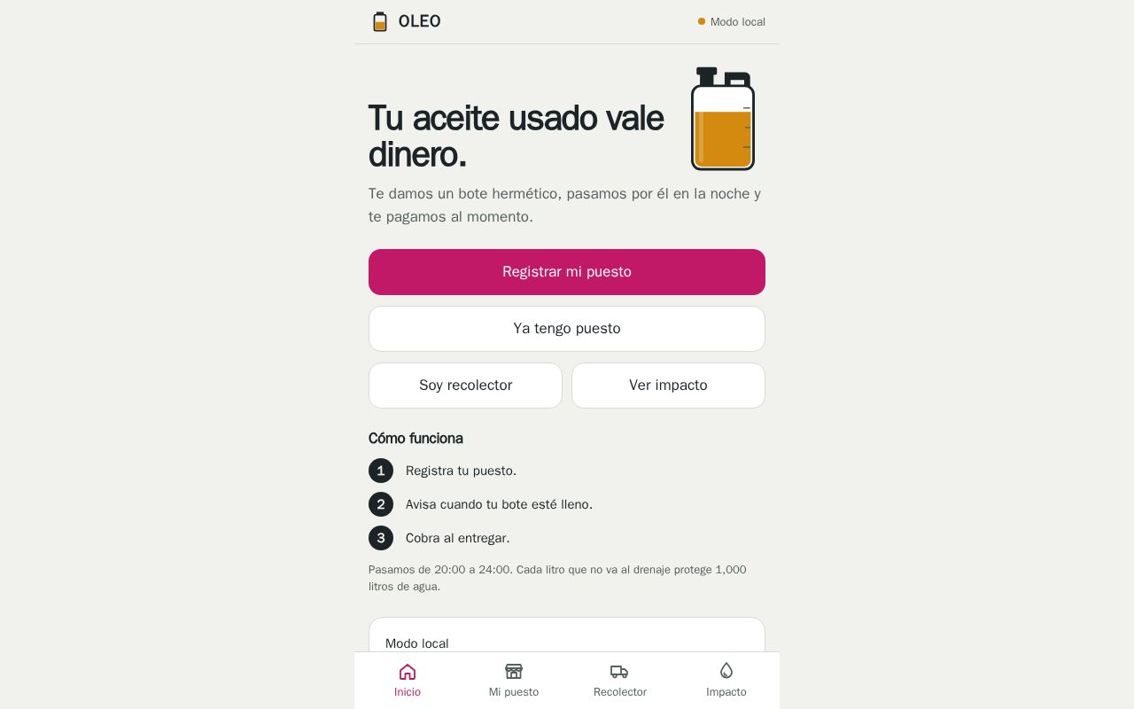 Preview of OLEO: tu aceite usado vale dinero