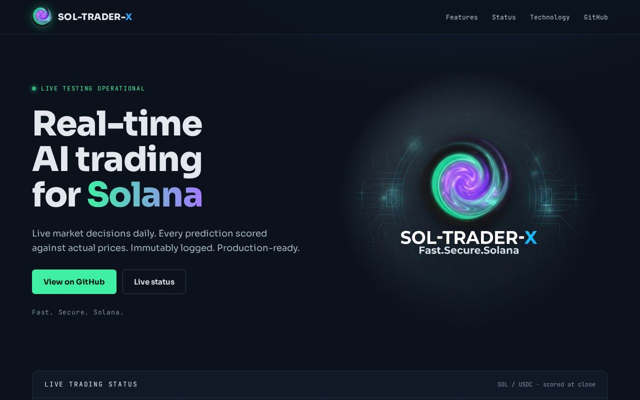 Preview of Sol Trader X Site