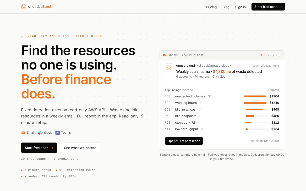 Preview of Terraform module to register an AWS account on unusd.cloud via the Customer API