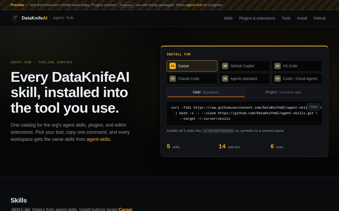 Preview of Agent Hub