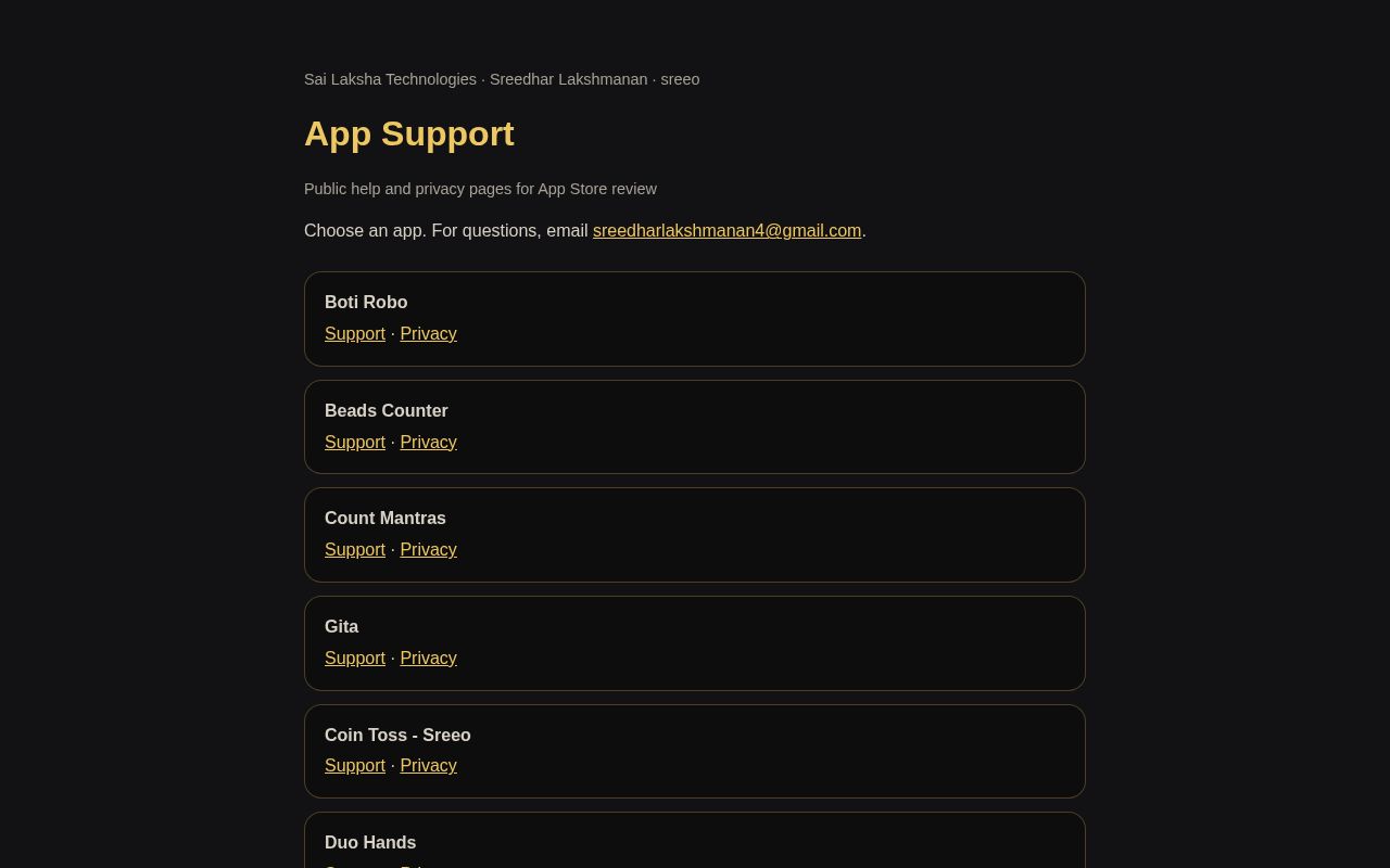 Preview of Sai Laksha Technologies support site