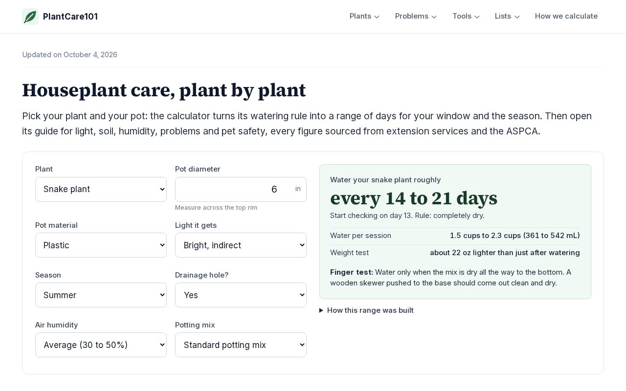 Preview of Houseplant Care: Watering Calculator and Plant Guides (2026)
