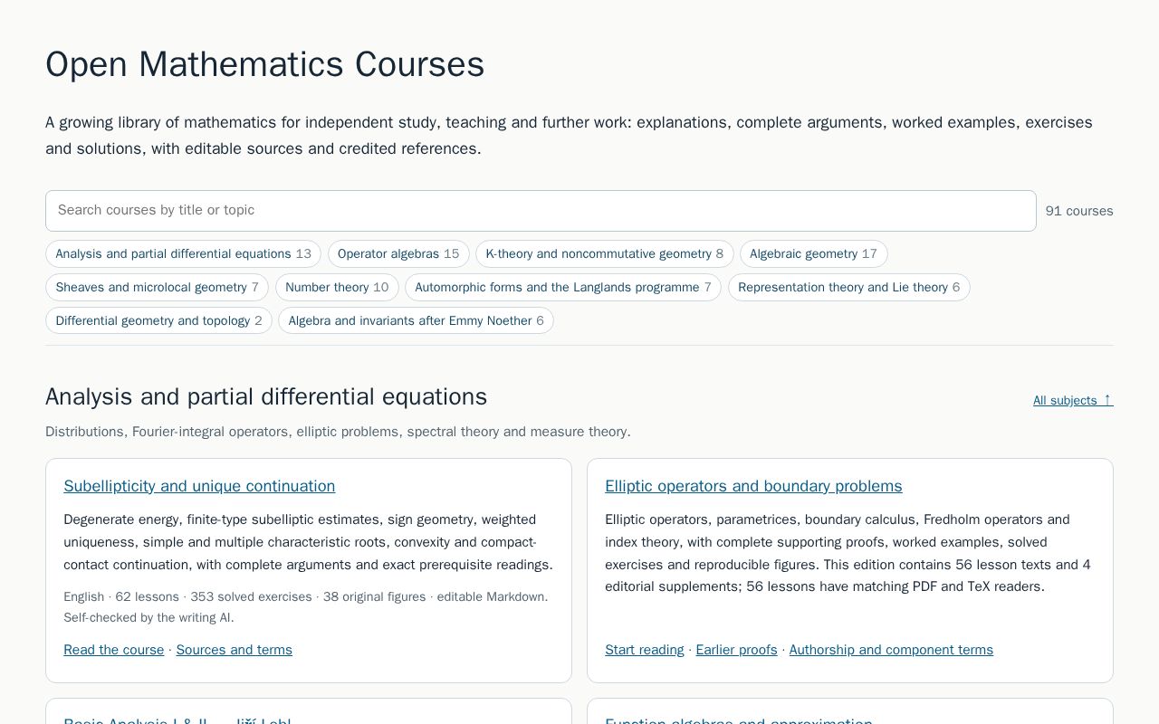 Preview of Open Math Courses Public