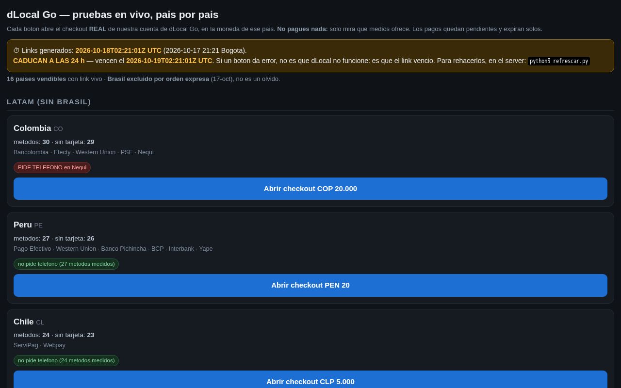 Preview of dLocal Go