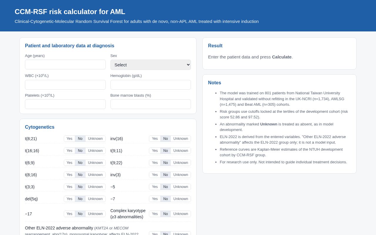Preview of CCM-RSF AML Calculator