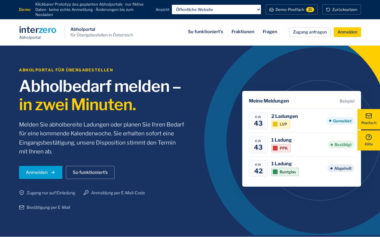Preview of Interzero Abholportal
