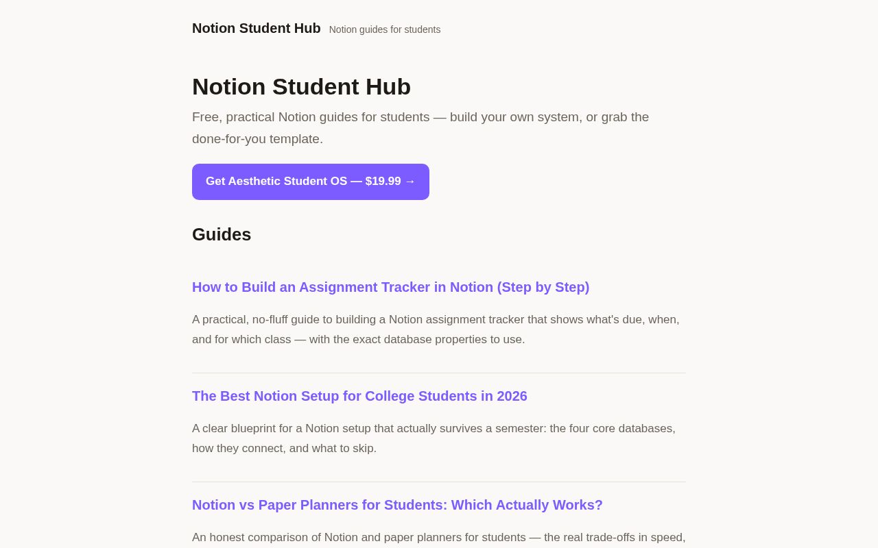 Preview of Notion Student Hub
