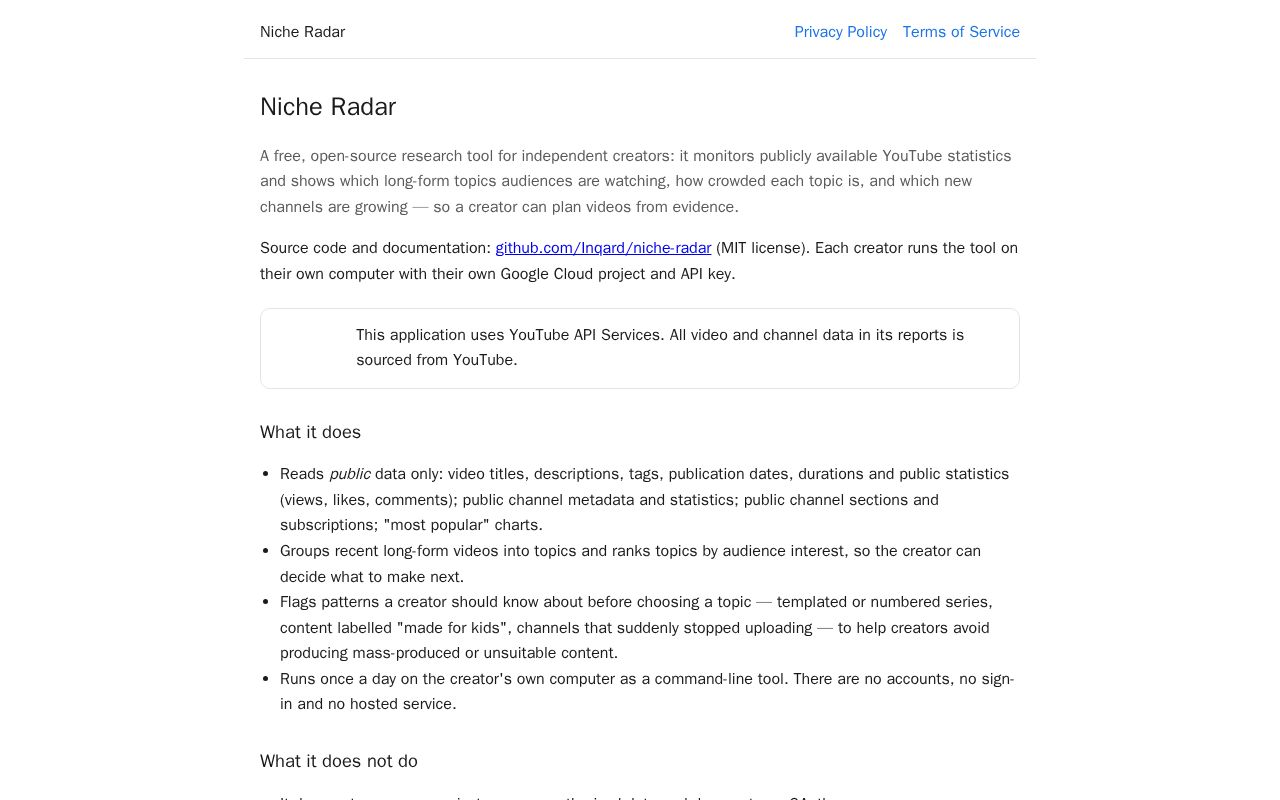 Preview of Niche Radar