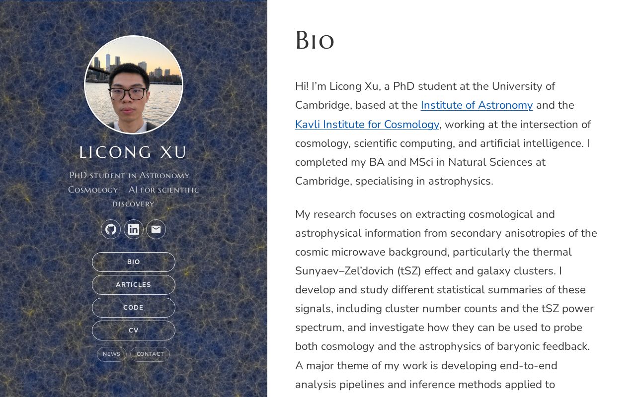 Preview of Academic website of Licong Xu