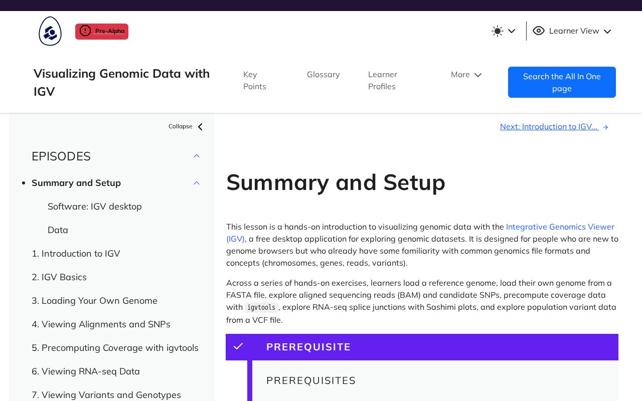 Preview of Visualizing Genomic Data with IGV: Summary and Setup