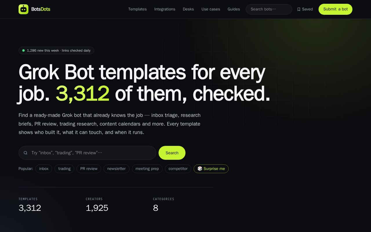 Preview of Grok Bot Templates
