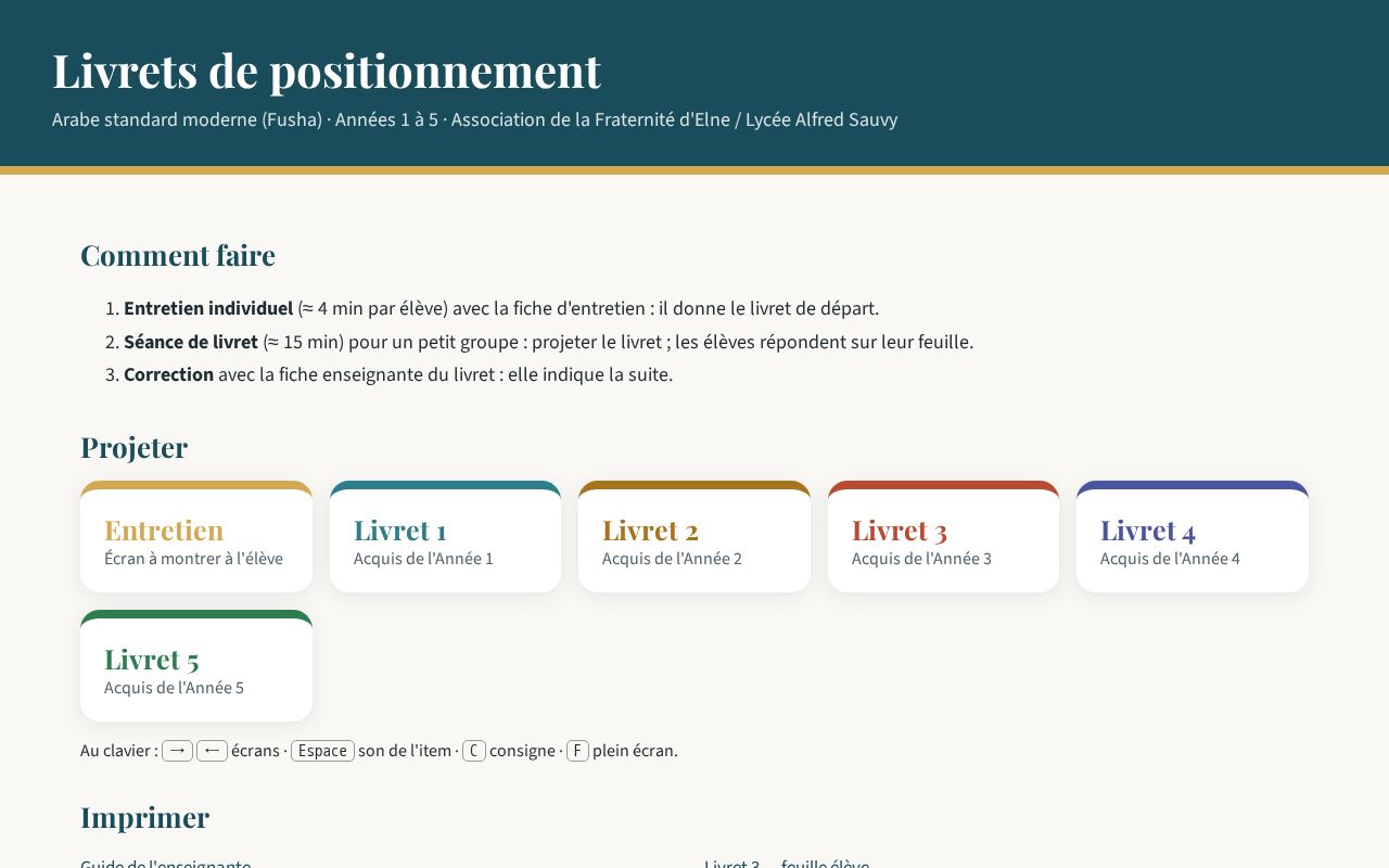 Preview of Livrets Positionnement Arabe