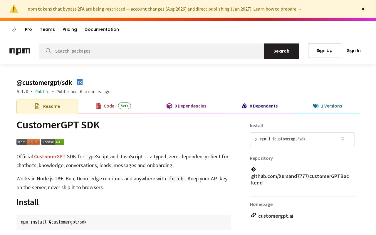 Preview of Customergpt Sdk