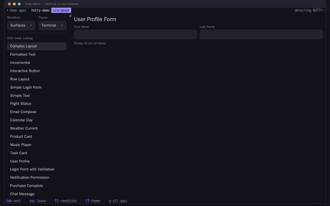 Preview of Hotty A2ui
