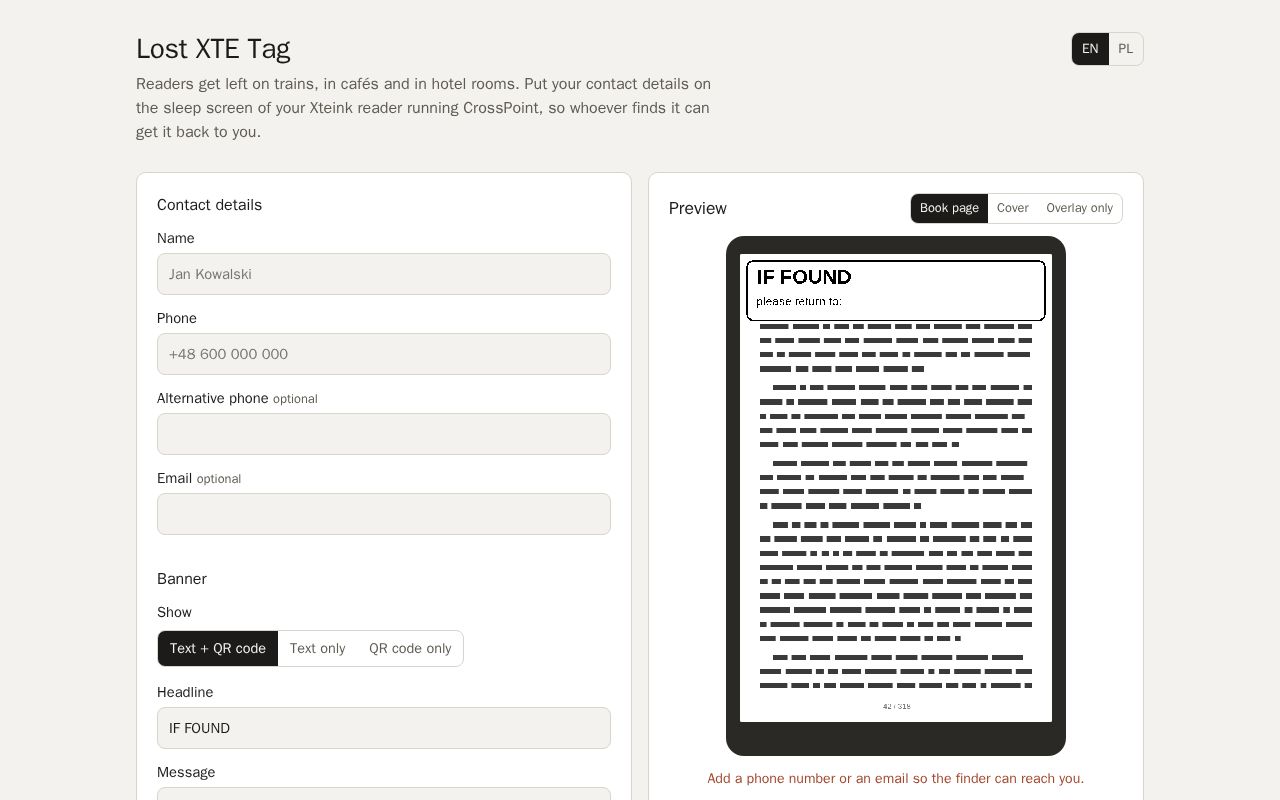 Preview of Lost Xte Tag