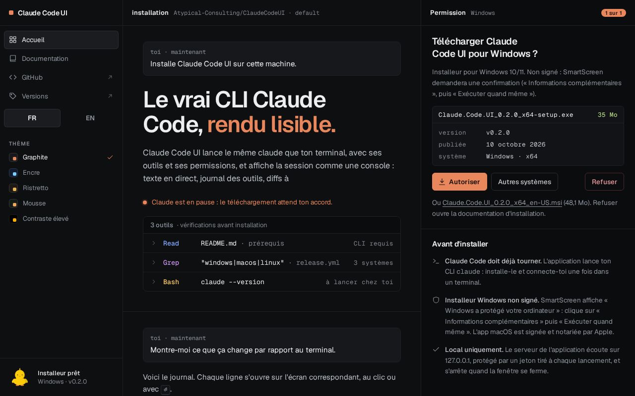 Preview of ClaudeCodeUI