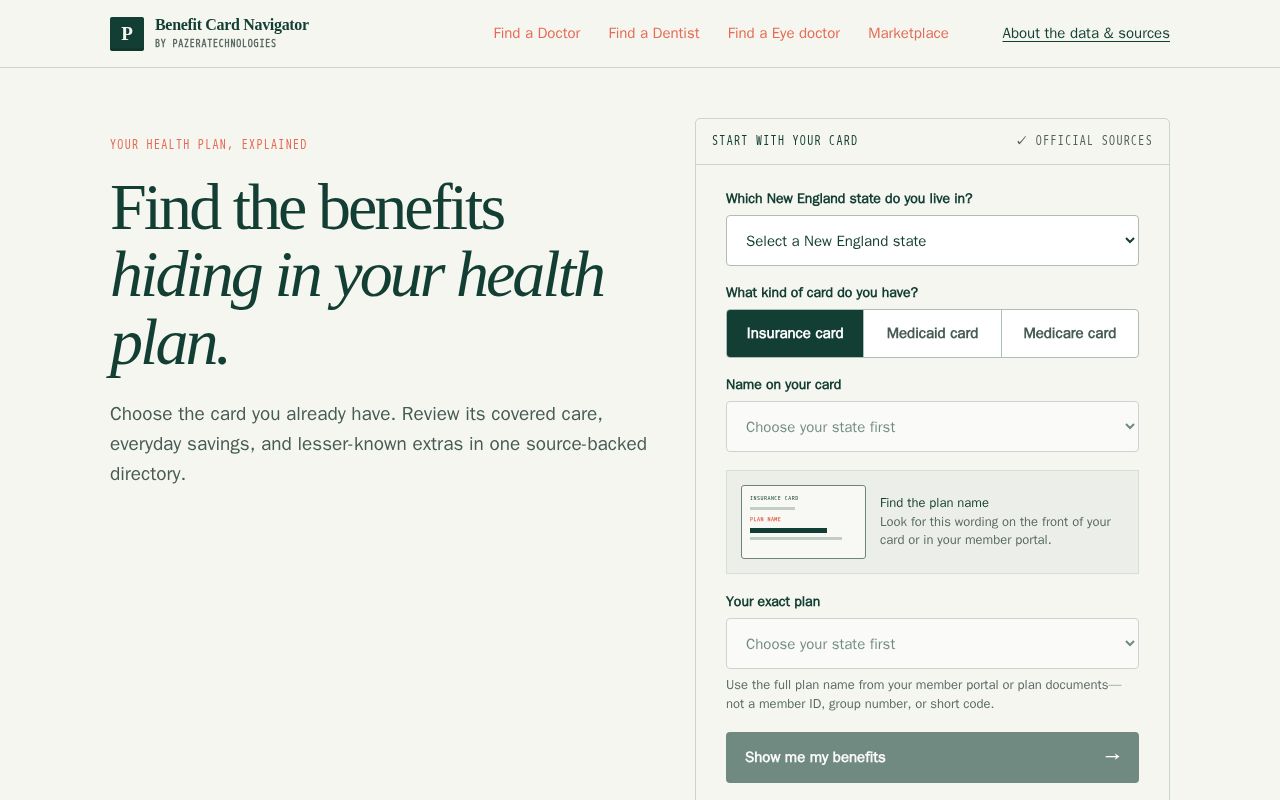 Preview of Benefit Card Navigator
