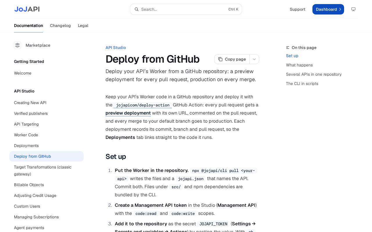 Preview of Deploy Action
