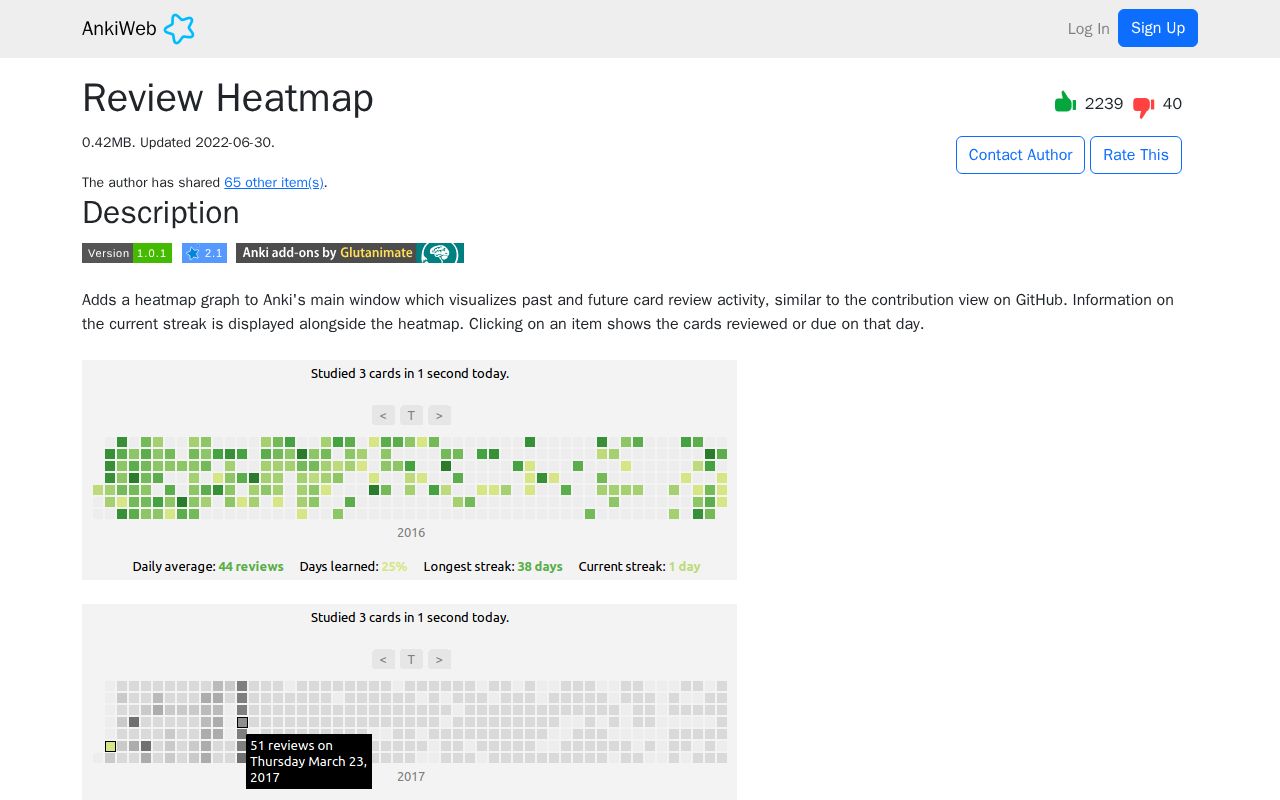 Preview of Anki add-on to help you keep track of your review activity