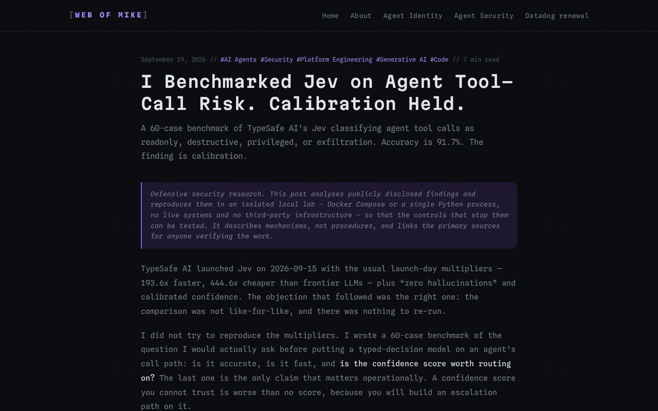 Preview of Jev Benchmark