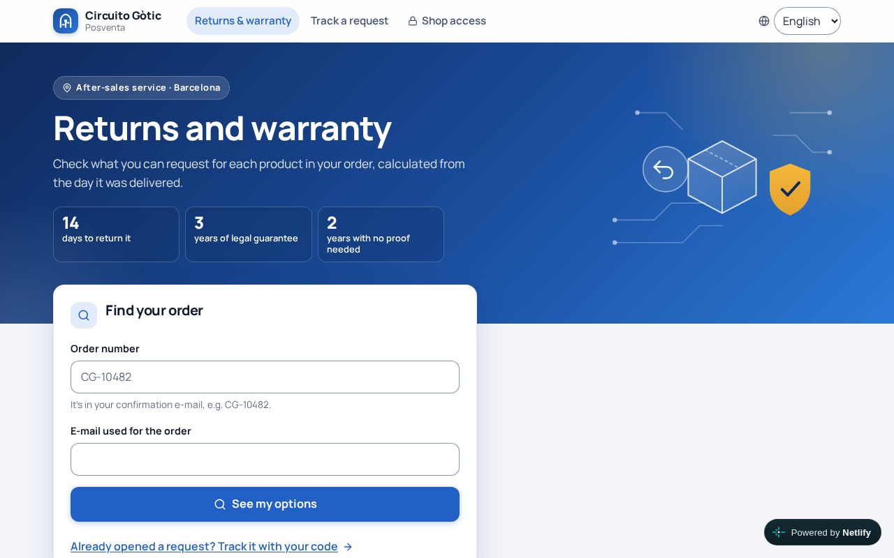 Preview of Returns and warranty