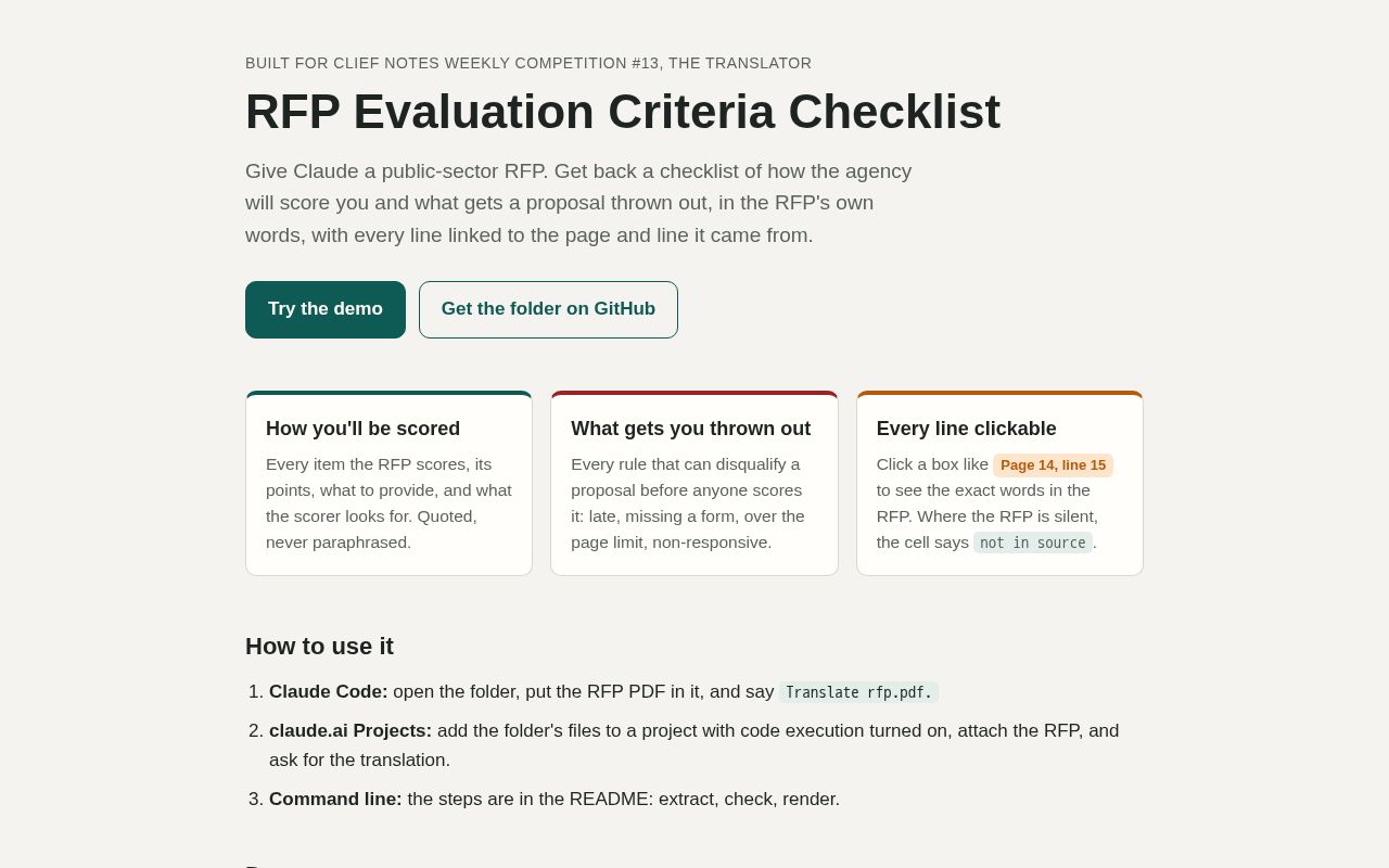 Preview of Rfp Evaluation Checklist