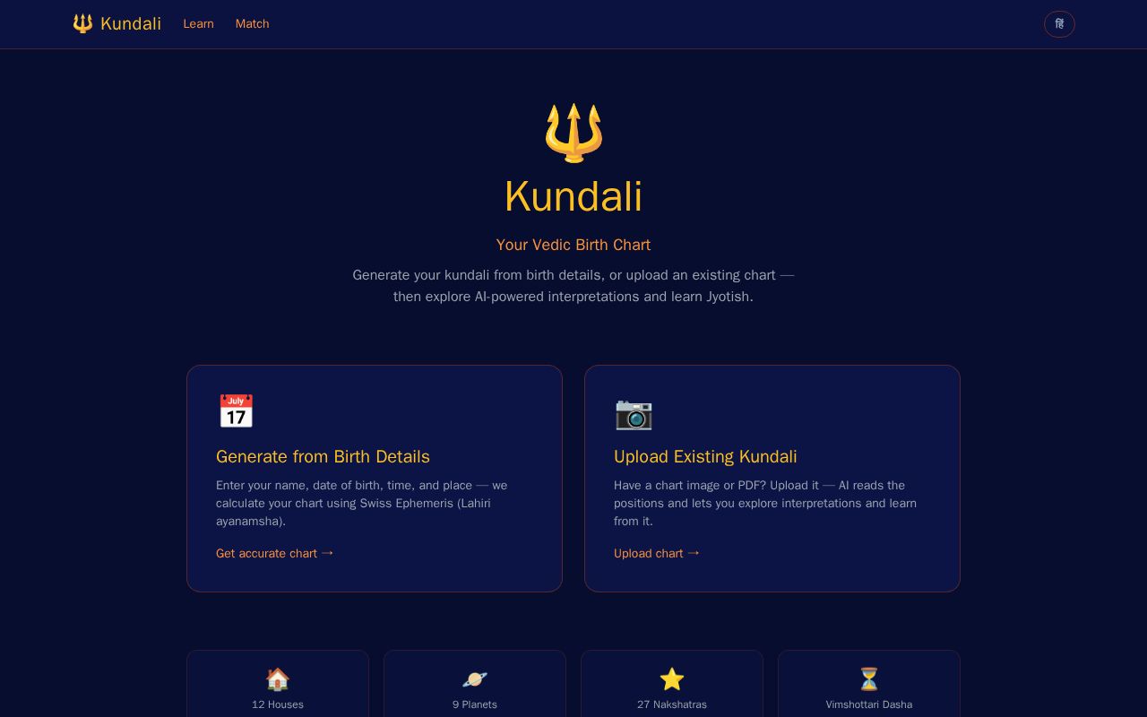 Preview of Kundali App