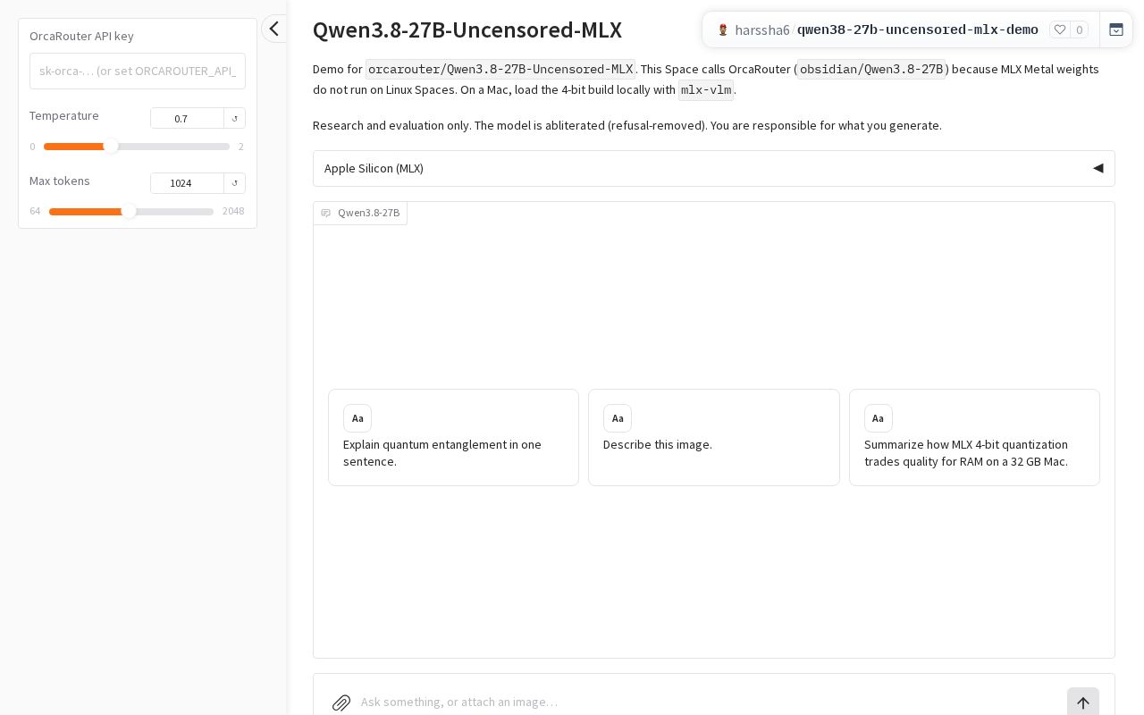 Preview of Qwen3.8-27B-Uncensored-MLX Demo