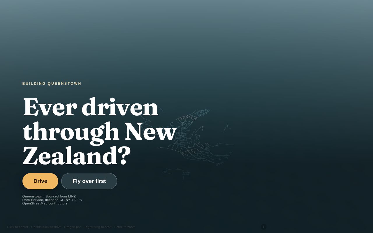 Preview of Drive New Zealand: one country, finished, from LINZ open data.