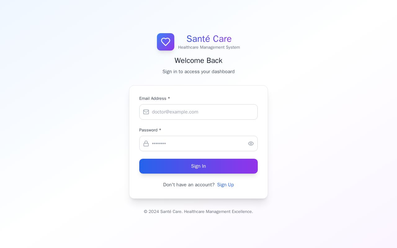 Preview of Santé Care: Healthcare Management System