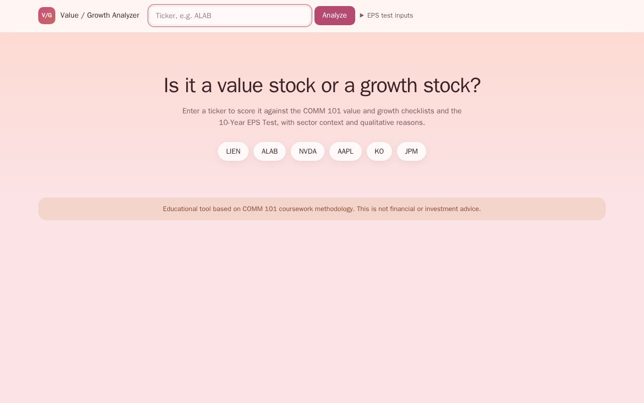 Preview of Value Growth Stock Analysis Automation