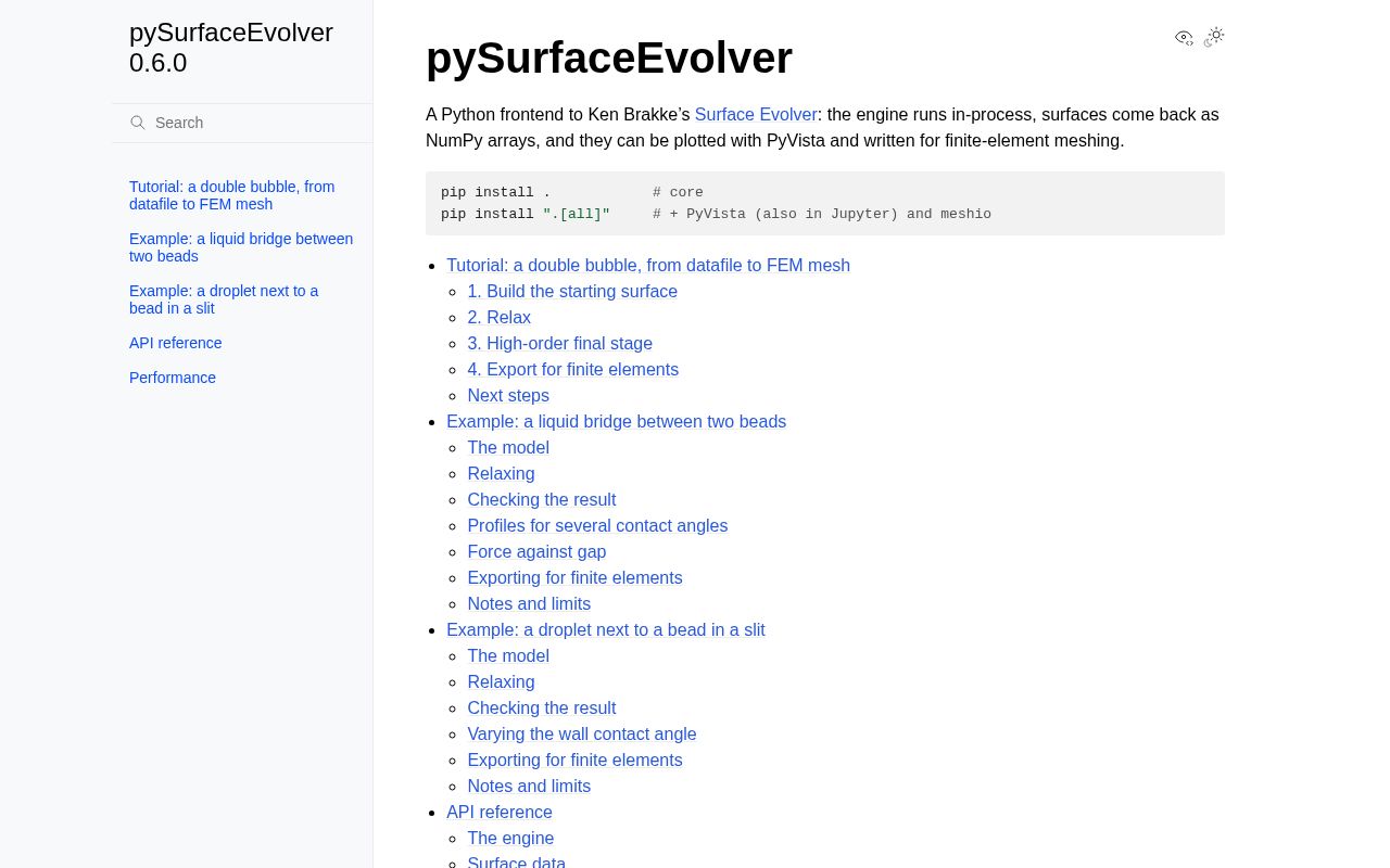Preview of PySurfaceEvolver