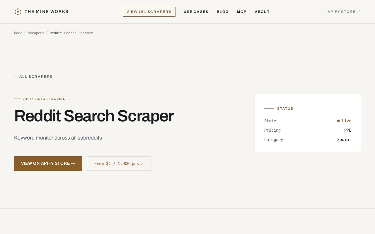 Preview of Reddit Search Scraper