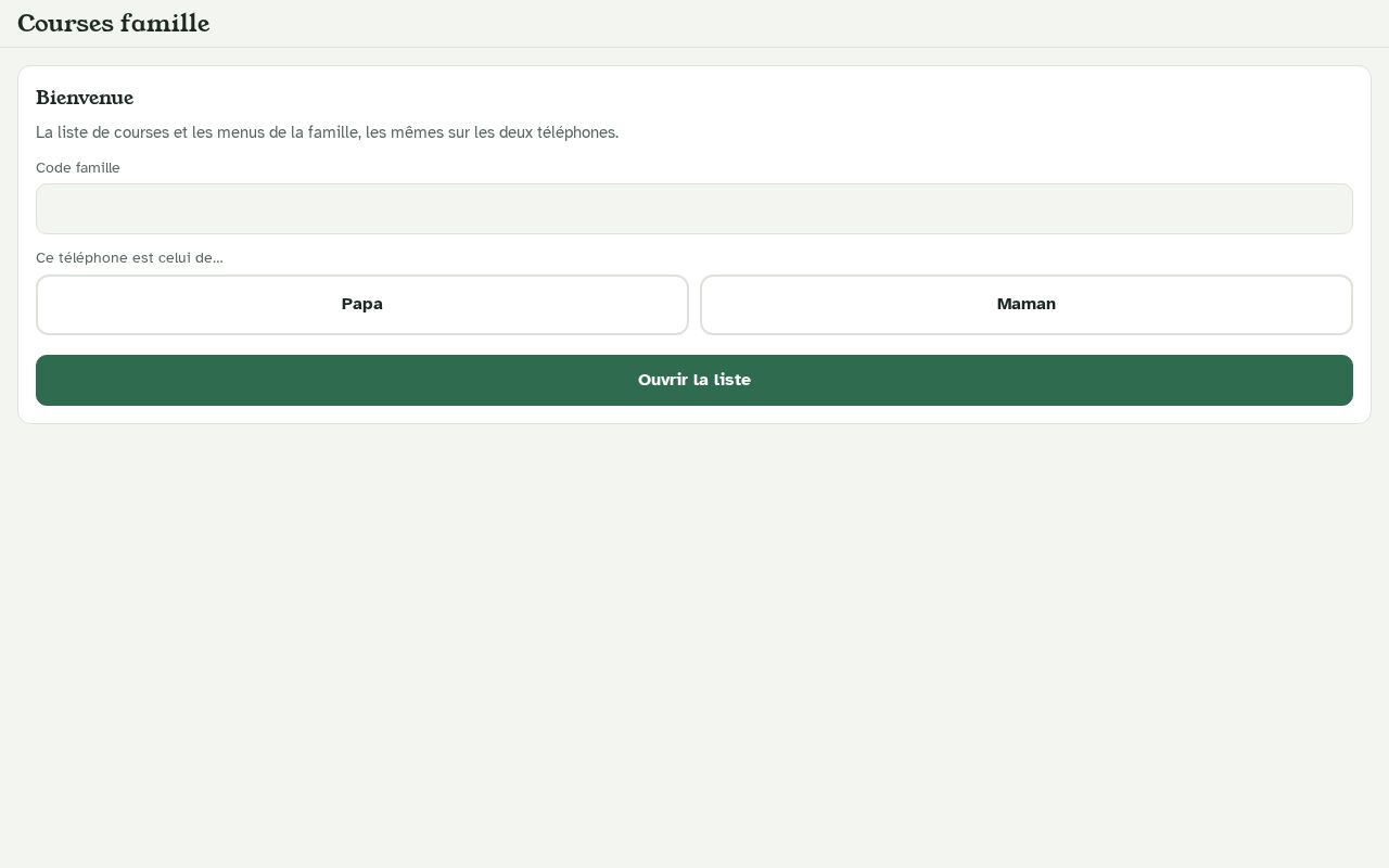 Preview of Courses Famille